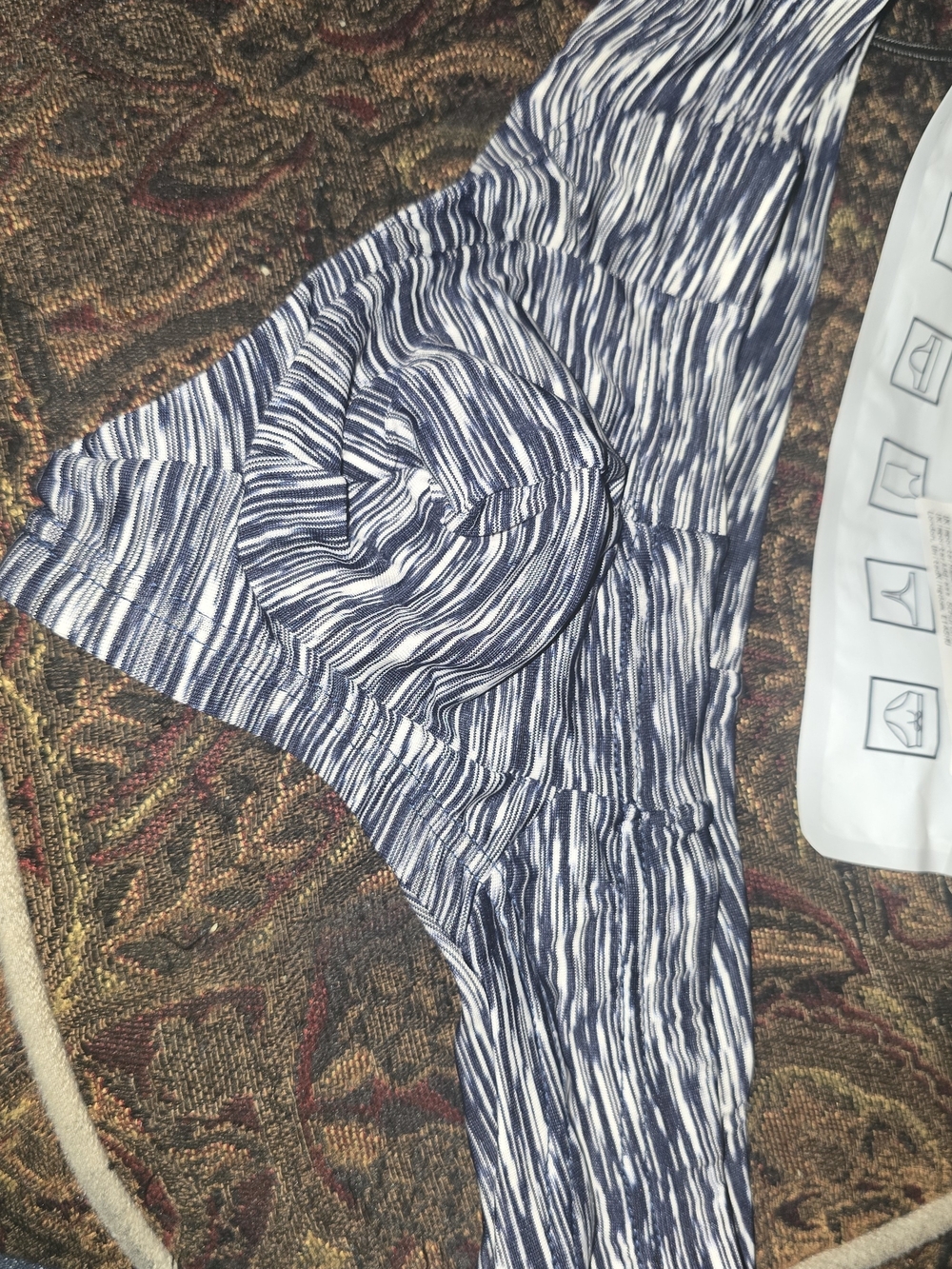 Men's Blue And White Striped Thongs Small
